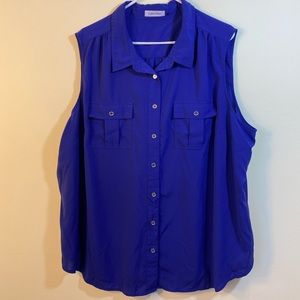 3X Calvin Klein Sleeveless Button-Down Shirt